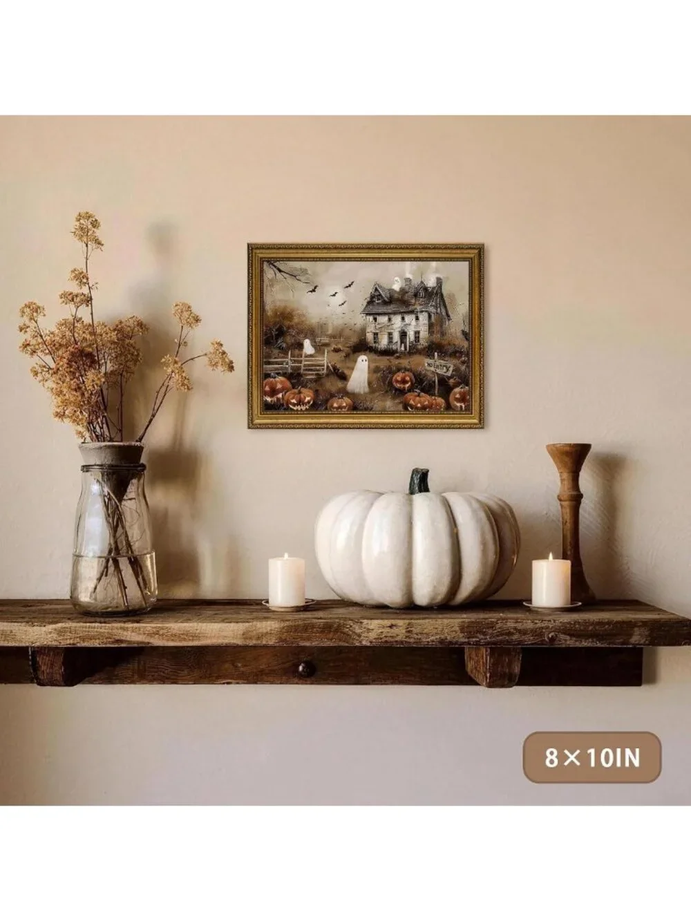 Haunted House Ghost Wall Art Canvas Print - Spooky Halloween Decor 16x24